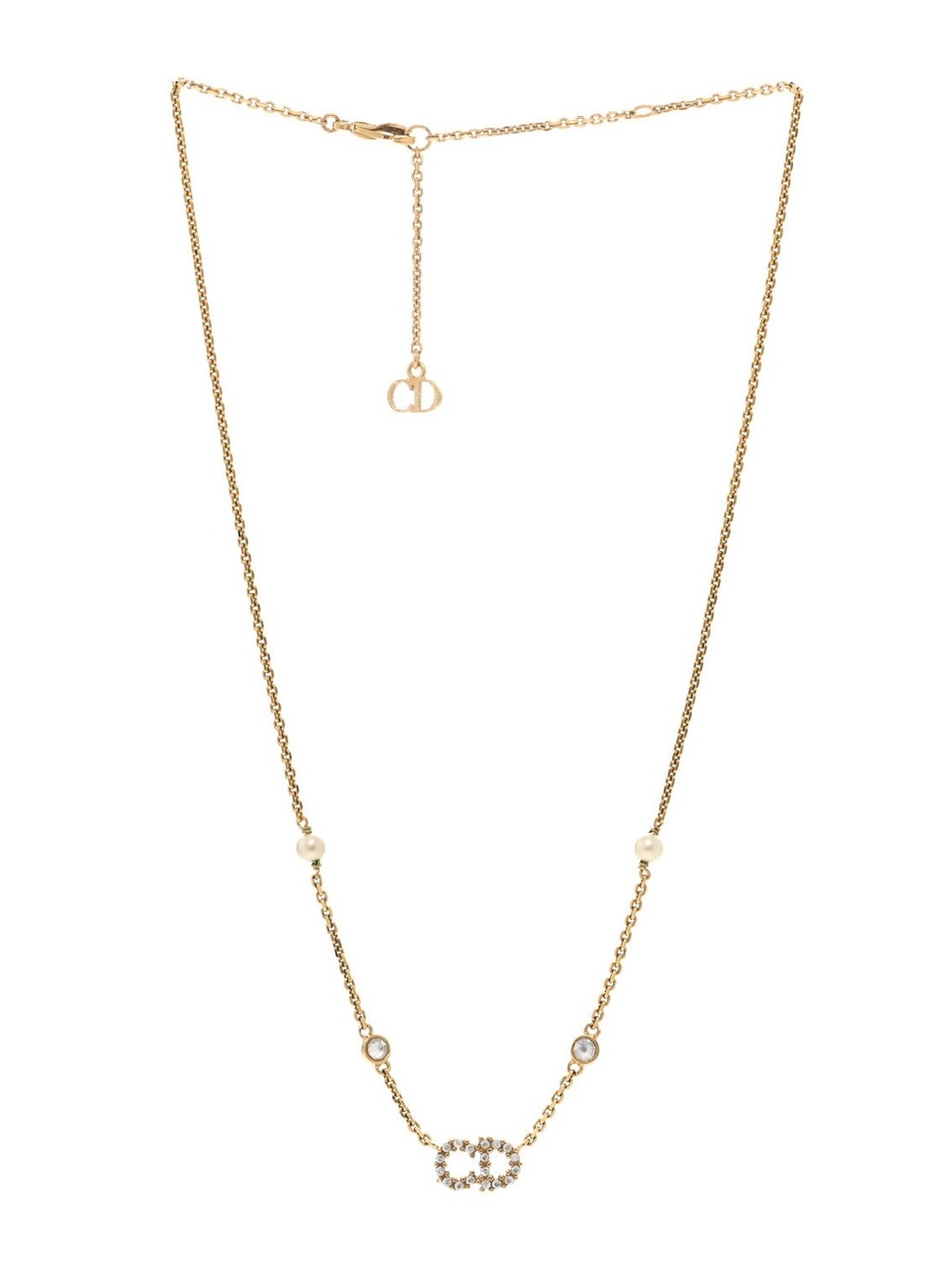 Metal Crystal Pearl Clair D Lune Necklace Gold
 - Designer Style